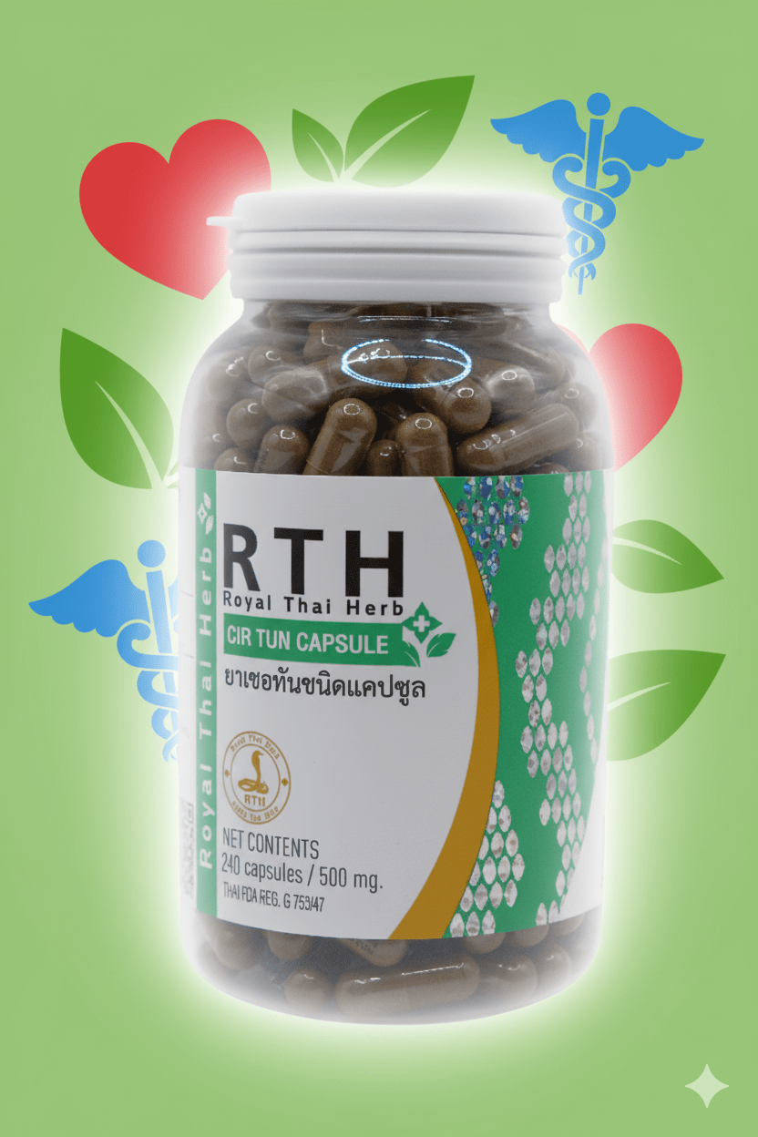 thuốc rắn Thái Lan số 2, Cir Tun Wan, Xà Đảm Hoàn, Royal Thai Herb, thuốc bổ gan bổ mắt, gan nhiễm mỡ, hạ cholesterol, ngăn ngừa đột quỵ, thuốc đông y Thái Lan, mật rắn