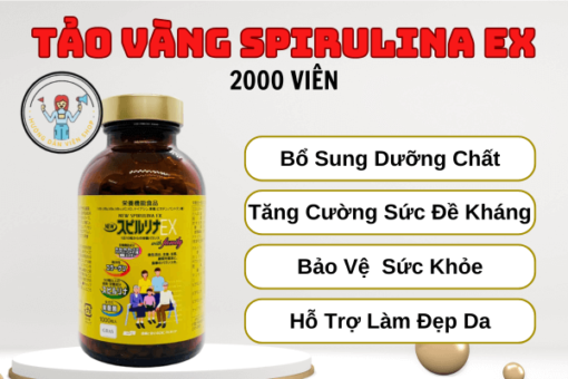 Viên Uống Tảo Vàng Spirulina EX 2000 VIÊN – NGUỒN DƯỠNG CHẤT TỰ NHIÊN HOÀN HẢO CHO SỨC KHỎE