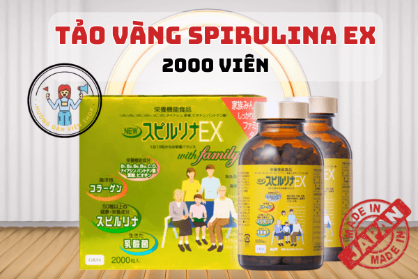 Viên Uống Tảo Vàng Spirulina EX 2000 VIÊN – NGUỒN DƯỠNG CHẤT TỰ NHIÊN HOÀN HẢO CHO SỨC KHỎE