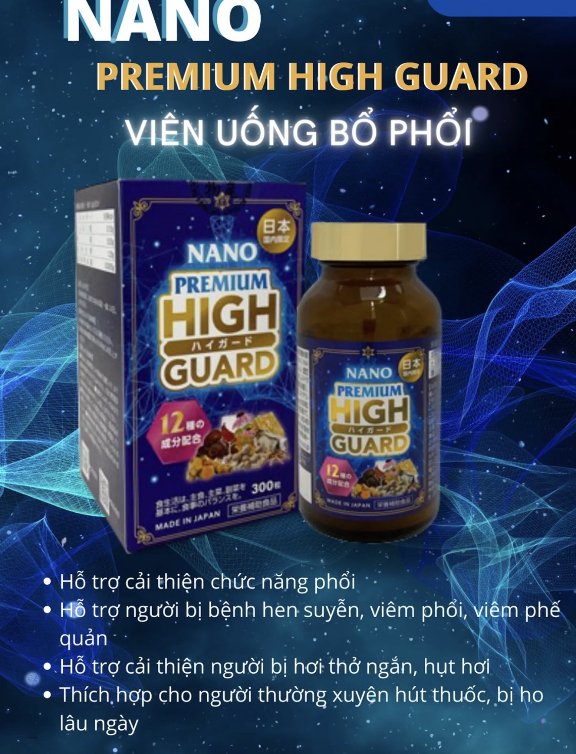 Viên Uống Bổ Phổi Nichiei Bussan Nano Premium High Guard