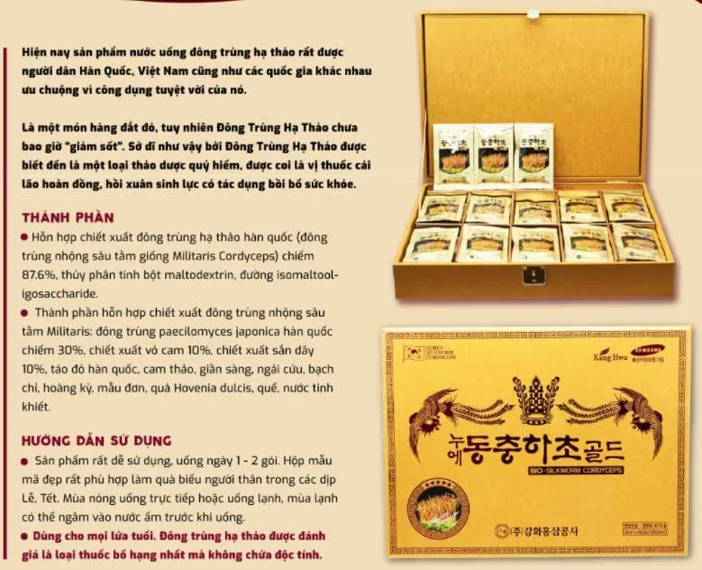 Nước đông trùng hạ thảo Kanghwan Bio Silkworm Cordyceps