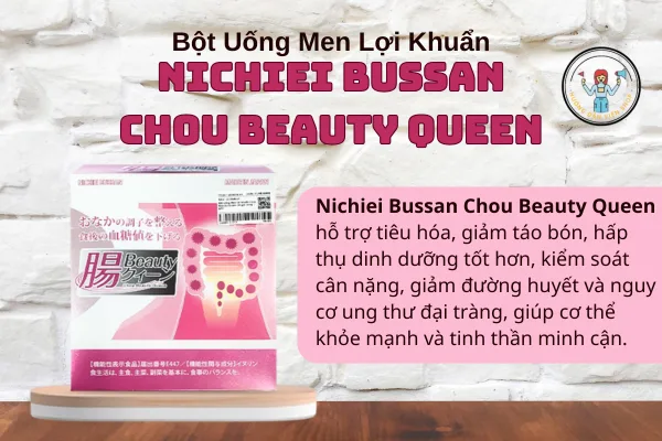 Bột Uống Men Lợi Khuẩn Nichiei Bussan Chou Beauty Queen: Tăng Cường Sức Khỏe và Vẻ Đẹp